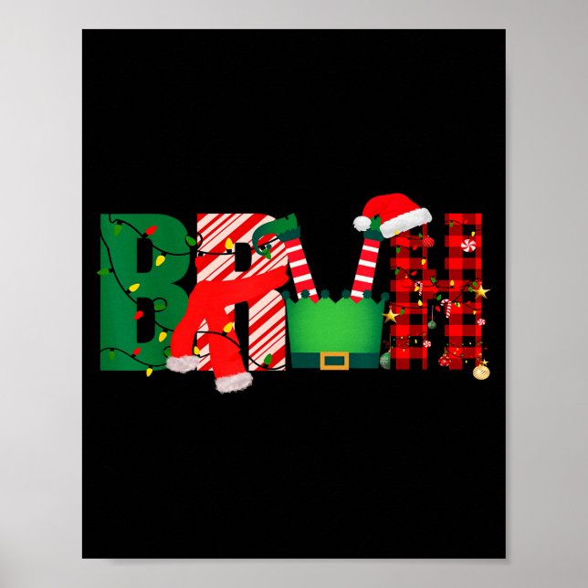Póster Bruh Funny Christmas For Kids Boys Bruh Xmas Light (Frente)