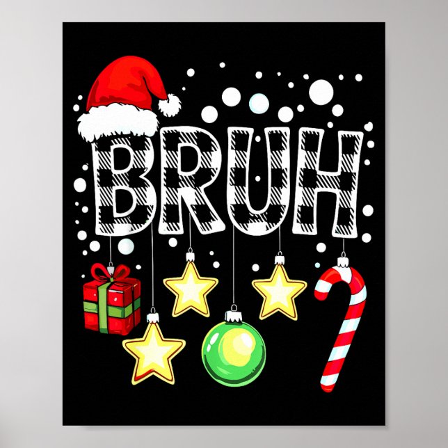 Póster Bruh Funny Christmas Kids Buffalo Plaid Xmas  (Frente)