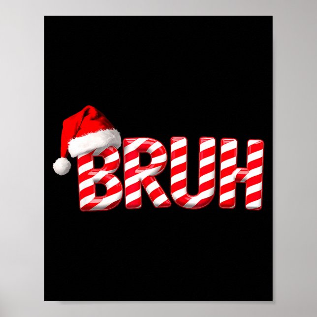 Póster Bruh Funny Christmas Red Plaid Teens Boys Kids Xma (Frente)
