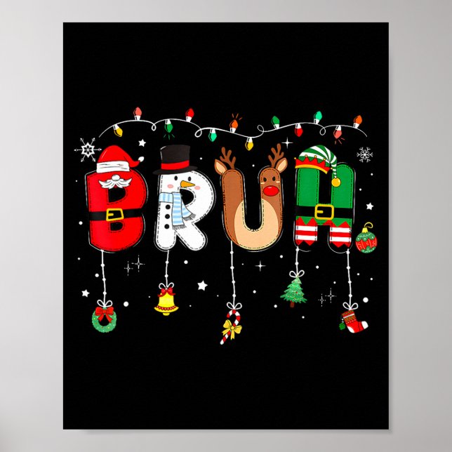 Póster Bruh Funny Christmas Red Plaid Teens Boys Kids Xma (Frente)