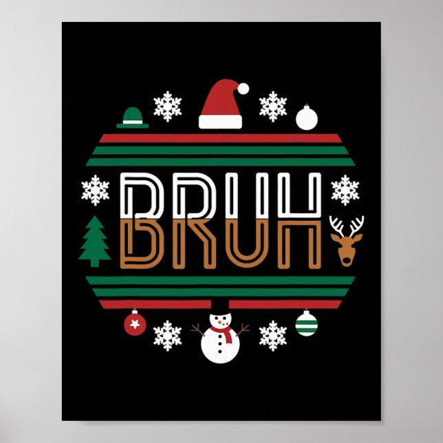 Póster Bruh Funny Navidades Red Plaid Adolescentes Niños  (Frente)