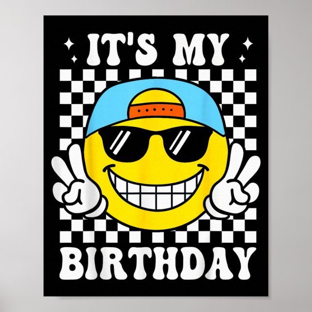 Póster Bruh It's My Birthday Peace Sign Smile Birthday Fo (Frente)