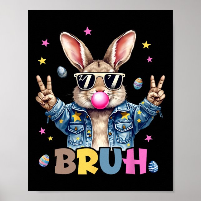 Póster Bruh Meme Easter Day Gracioso Bunny Eggys Adolesce (Frente)