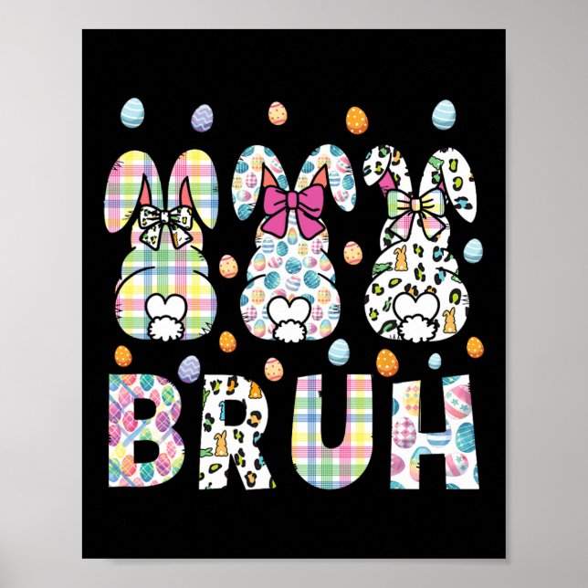Póster Bruh Meme Easter Day Gracioso Bunny Eggys Adolesce (Frente)