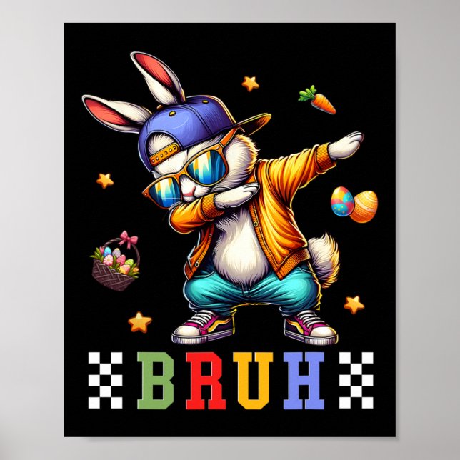 Póster Bruh Meme Easter Day Gracioso Bunny Eggys Adolesce (Frente)