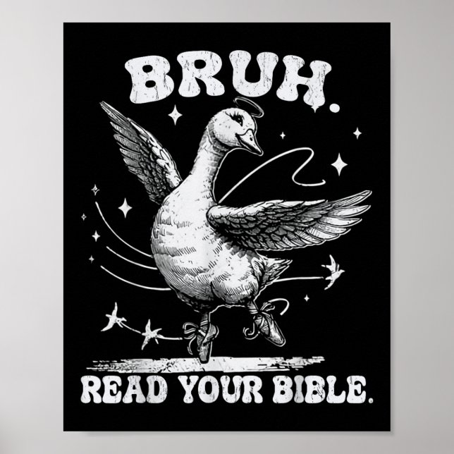 Póster Bruh Meme lee tu Biblia Dios Gracioso Ch (Frente)