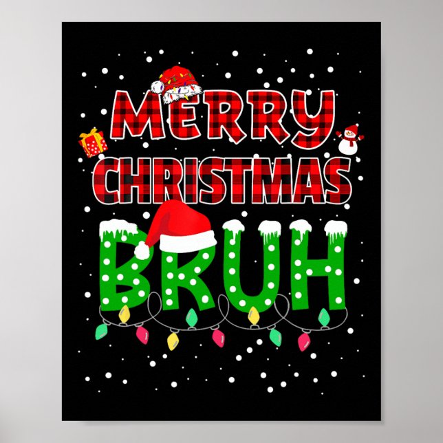 Póster Bruh Merry Christmas Red Plaid Xmas Pajama (Frente)
