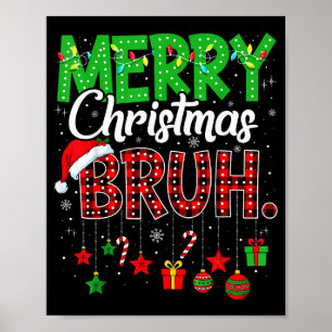Póster Bruh Navidad Cuadros Rojos Adolescentes Niños Xmas