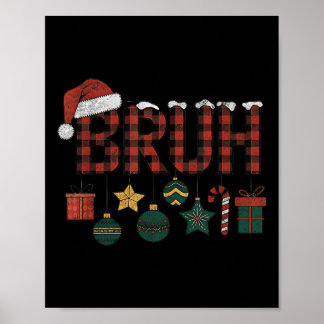Póster Bruh Navidades Red Plaid Adolescentes Niños Niños