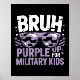 Póster Bruh Purple Up Para Niños Militares Mo