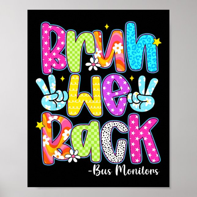 Póster Bruh We Back Bus Monitors Checkered Back To School (Frente)