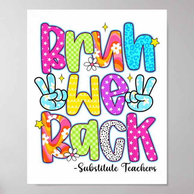 Póster Bruh We Back Substitute Teachers Leopard Back To S (Frente)