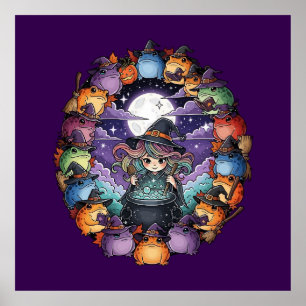 Póster Bruja Adorable Creando Momentos Mágicos Con Sapos