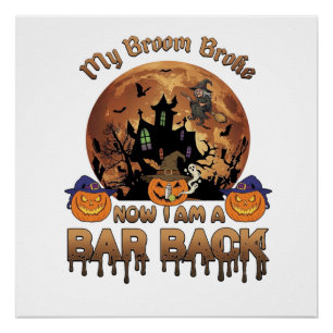 Póster Bruja Casa Embrujada de Halloween Barra Atrás Esco