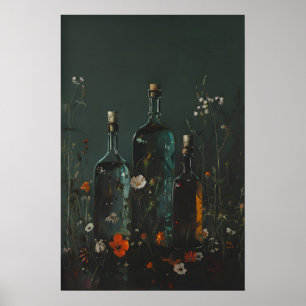 Póster Bruja de Apothecario Botánico Oscuro Tincturas Vin