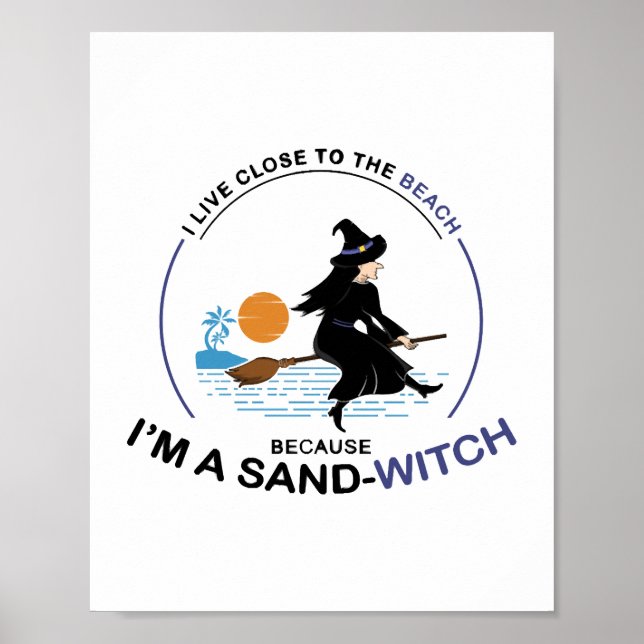 Póster Bruja de arena de playa para la fiesta de Hallowee (Frente)