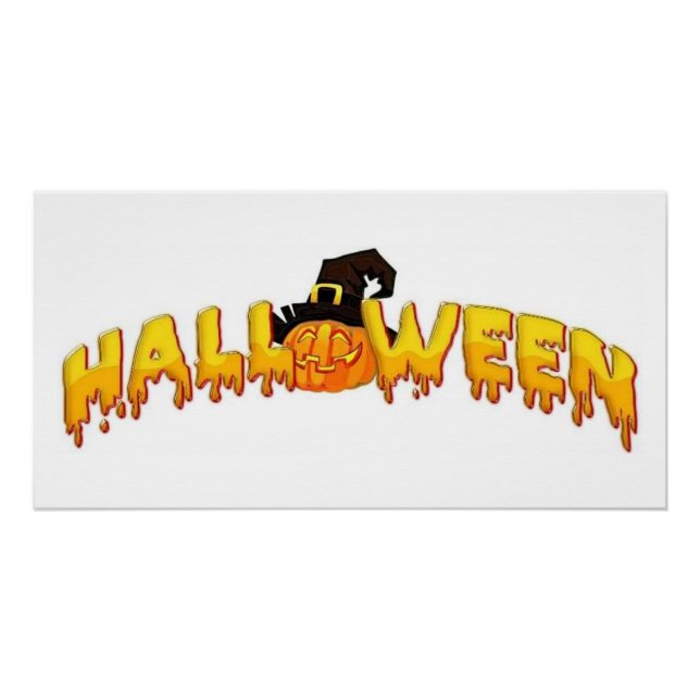 Póster Bruja de calabaza de Halloween (Anverso)