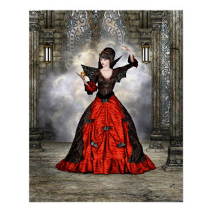 Póster Bruja de Fantasía - Arte de Halloween de Castillo