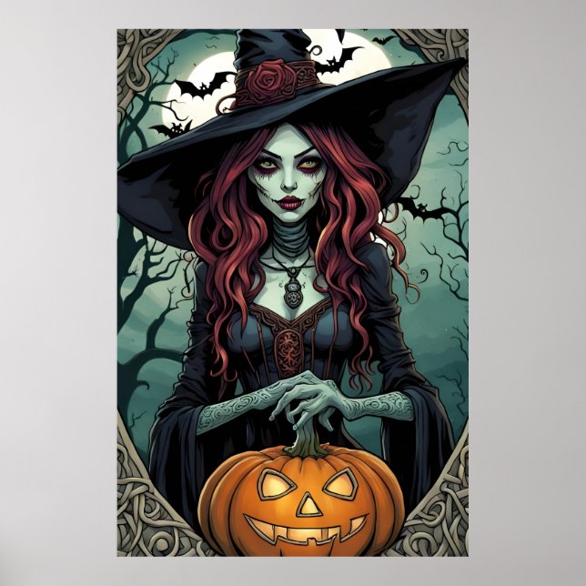 Póster Bruja de Halloween (Frente)