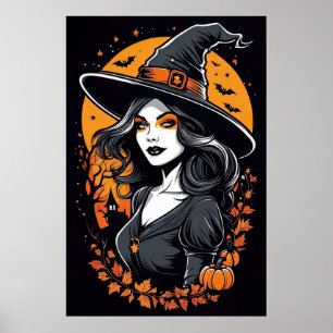 Póster Bruja de Halloween