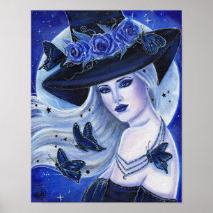 Póster Bruja de Halloween con mariposas por Renee Lavoie