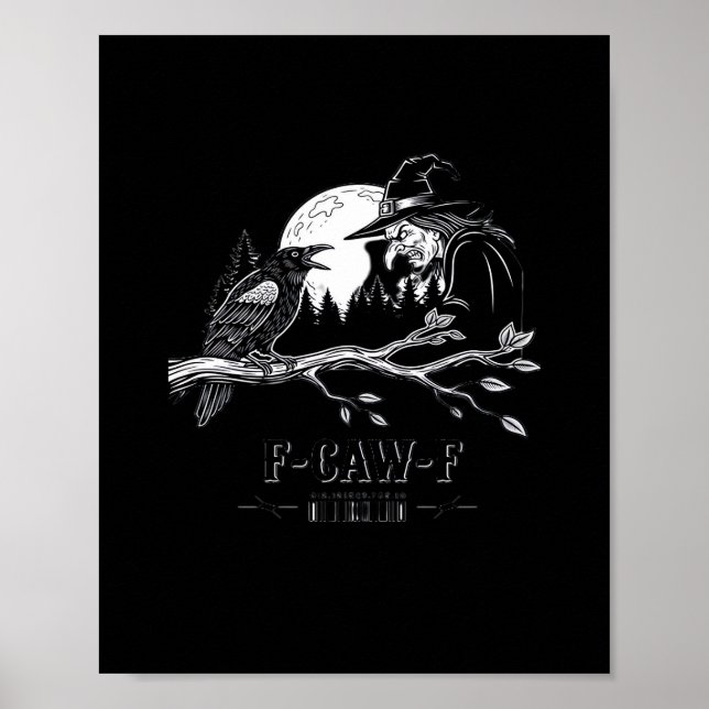 Póster Bruja de Halloween Cuervo F-Caw-F (Frente)