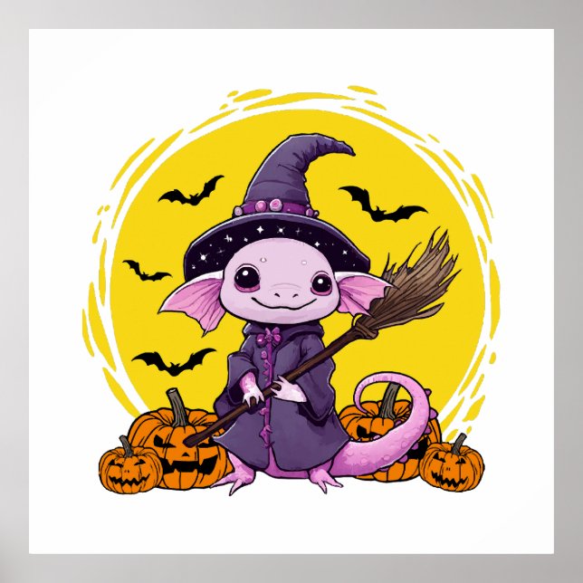 Póster Bruja de Halloween de Ajolote Lindo (Frente)
