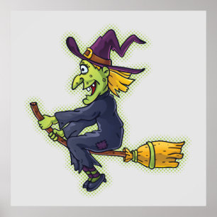 Póster Bruja de Halloween en una habitación