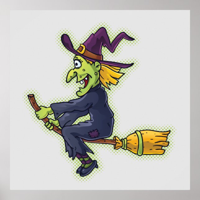 Póster Bruja de Halloween en una habitación (Frente)