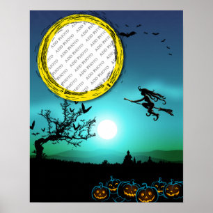 Póster Bruja de Halloween, faroles de Jack o', marco foto