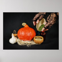 Bruja de Halloween prepara una poción