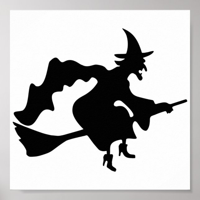 Póster Bruja de Halloween sobre el bastón (Frente)
