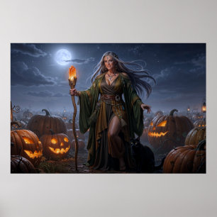 Póster Bruja de la Tierra del Parche de Calabazas bajo la