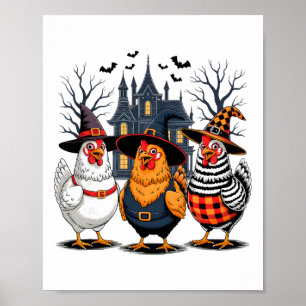 Póster Bruja de pollo de Halloween temporada espeluznante