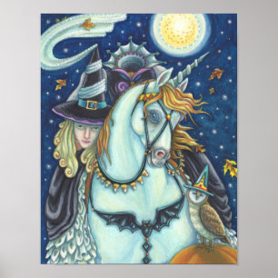 PÓSTER BRUJA DE SLEEPY HOLLOW UNICORNIO BÚHO, FANTASÍA DE