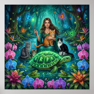 Póster Bruja del bosque y la tortuga del mundo - Nórdico