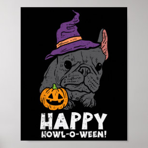 Póster Bruja del bulldog Feliz Hurón O Ween Fun Perro de