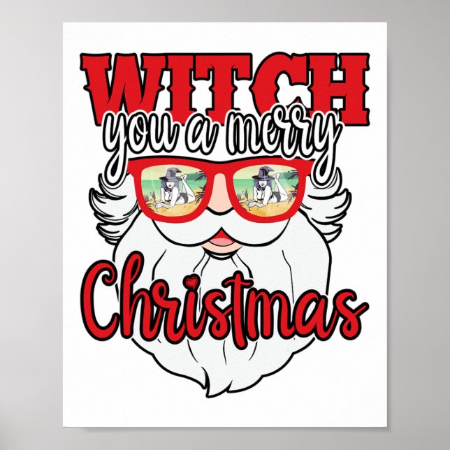 Póster Bruja divertida de Santa te desea una Feliz Navida (Frente)