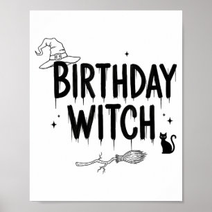 Póster Bruja Divertida Linda Bruja Cumpleaños Brujas Feli