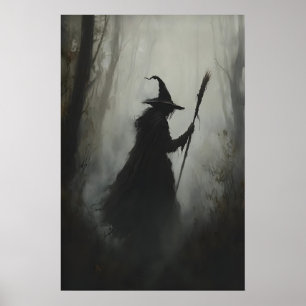 Póster Bruja en el Bosque Imprimible Encantado Gótico