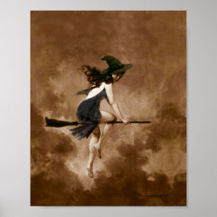 Póster Bruja en el poster Broomstick