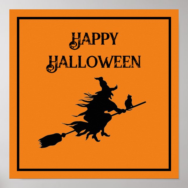 Póster Bruja en la habitación con gato (Frente)