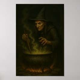Póster Bruja en la magia y caos de Cauldron-Stirring
