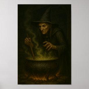 Póster Bruja en la magia y caos de Cauldron-Stirring