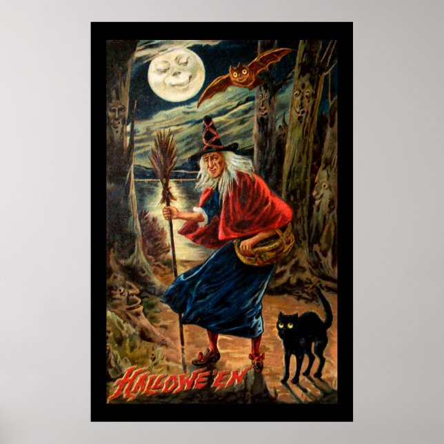 Póster Bruja en la noche de Halloween (Frente)