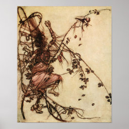 Póster Bruja enredada en Thorns por Arthur Rackham