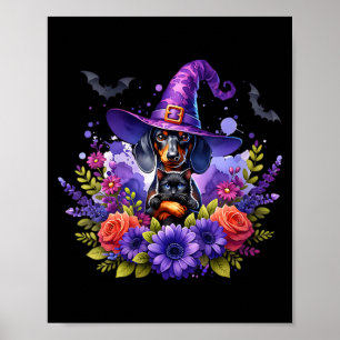Póster Bruja Espeluznante De Halloween Para Mujeres Perro