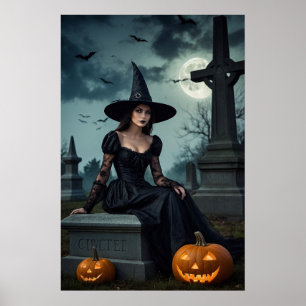 Póster Bruja gótica de Halloween
