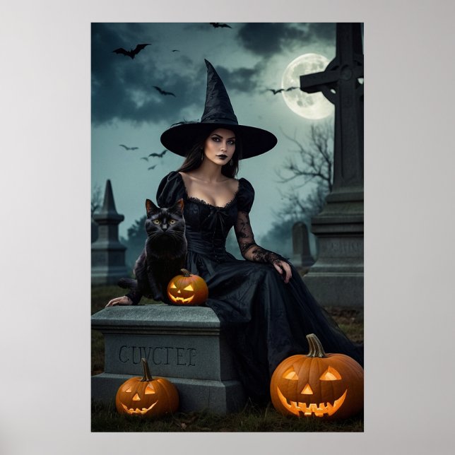 Póster Bruja gótica de Halloween (Frente)