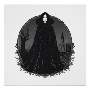 Póster Bruja gótica salem a medianoche